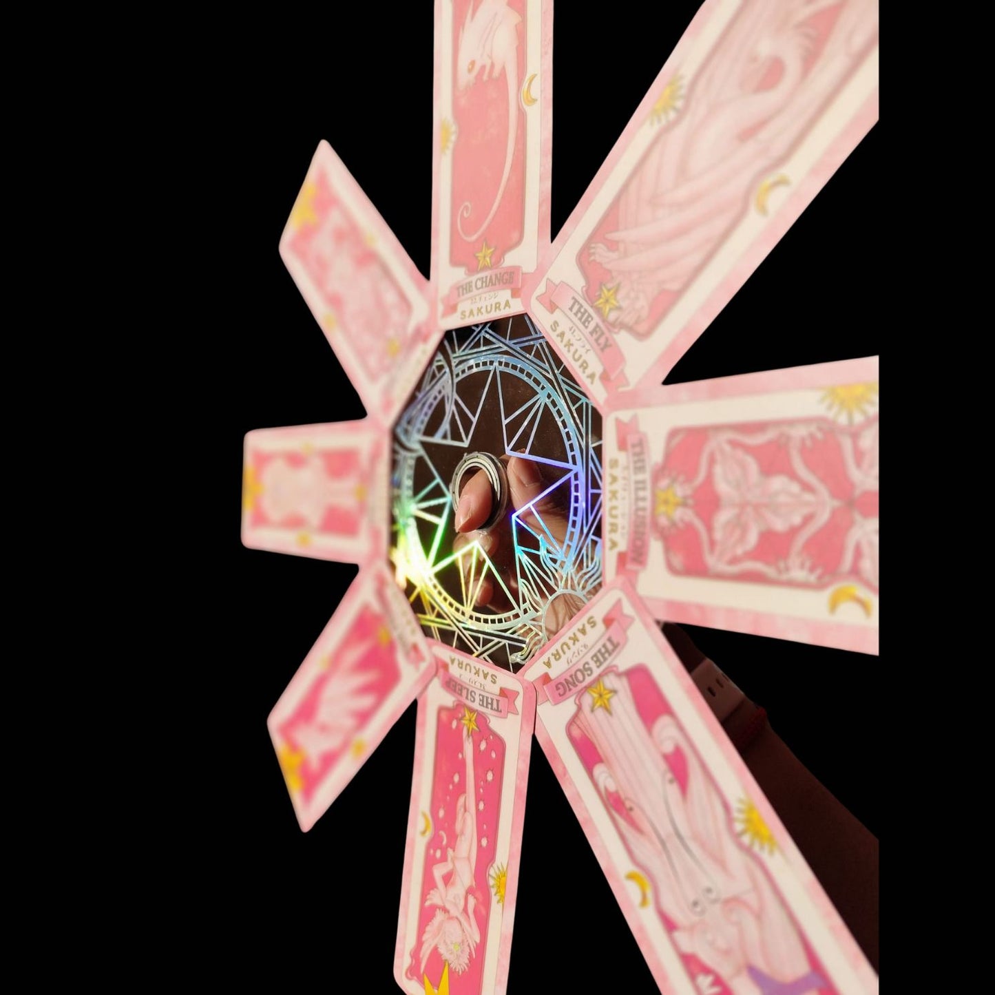 Sakura Card Captor Wheel - Holographic Rotating Clow Cards Display | Collector's Anime Decoration Cosplay