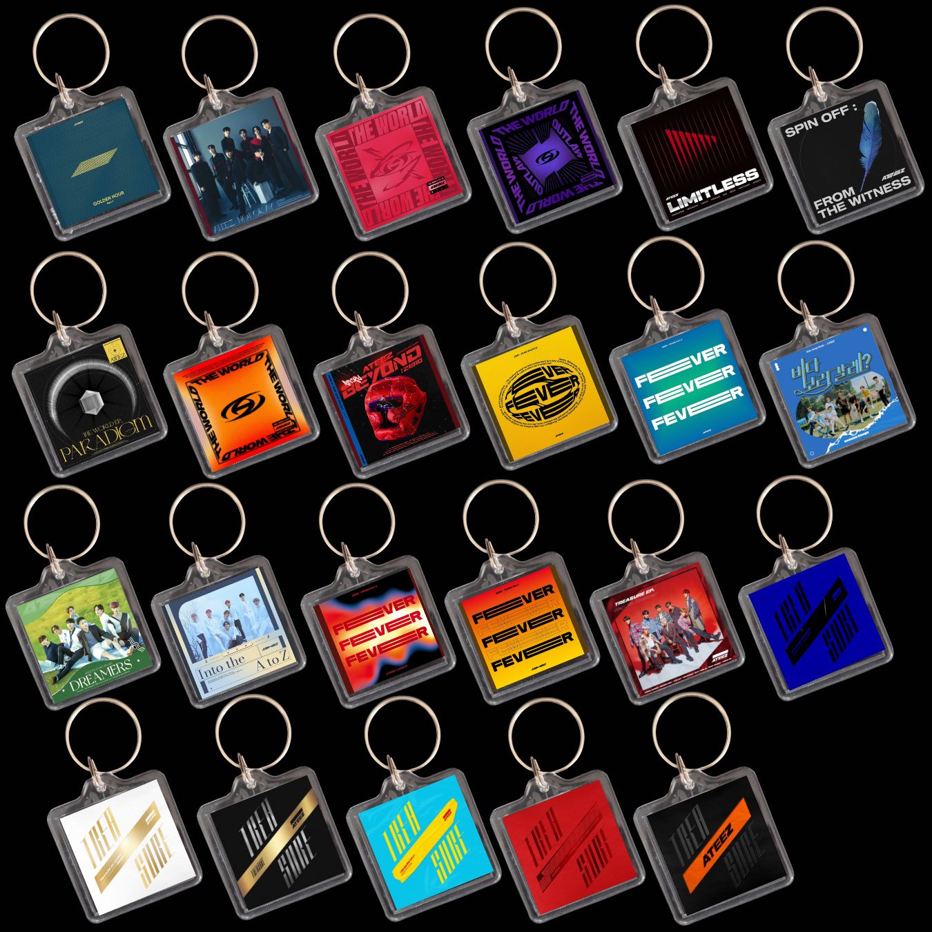 Ateez Inspired Smart Keyrings Discography for Atiny