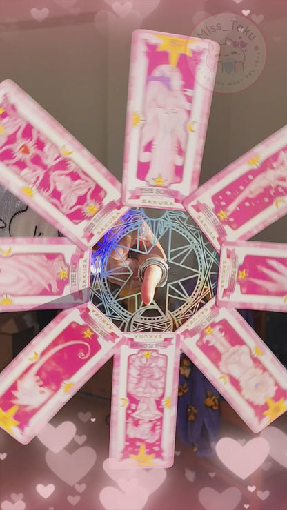 Sakura Card Captor Wheel - Holographic Rotating Clow Cards Display | Collector's Anime Decoration Cosplay